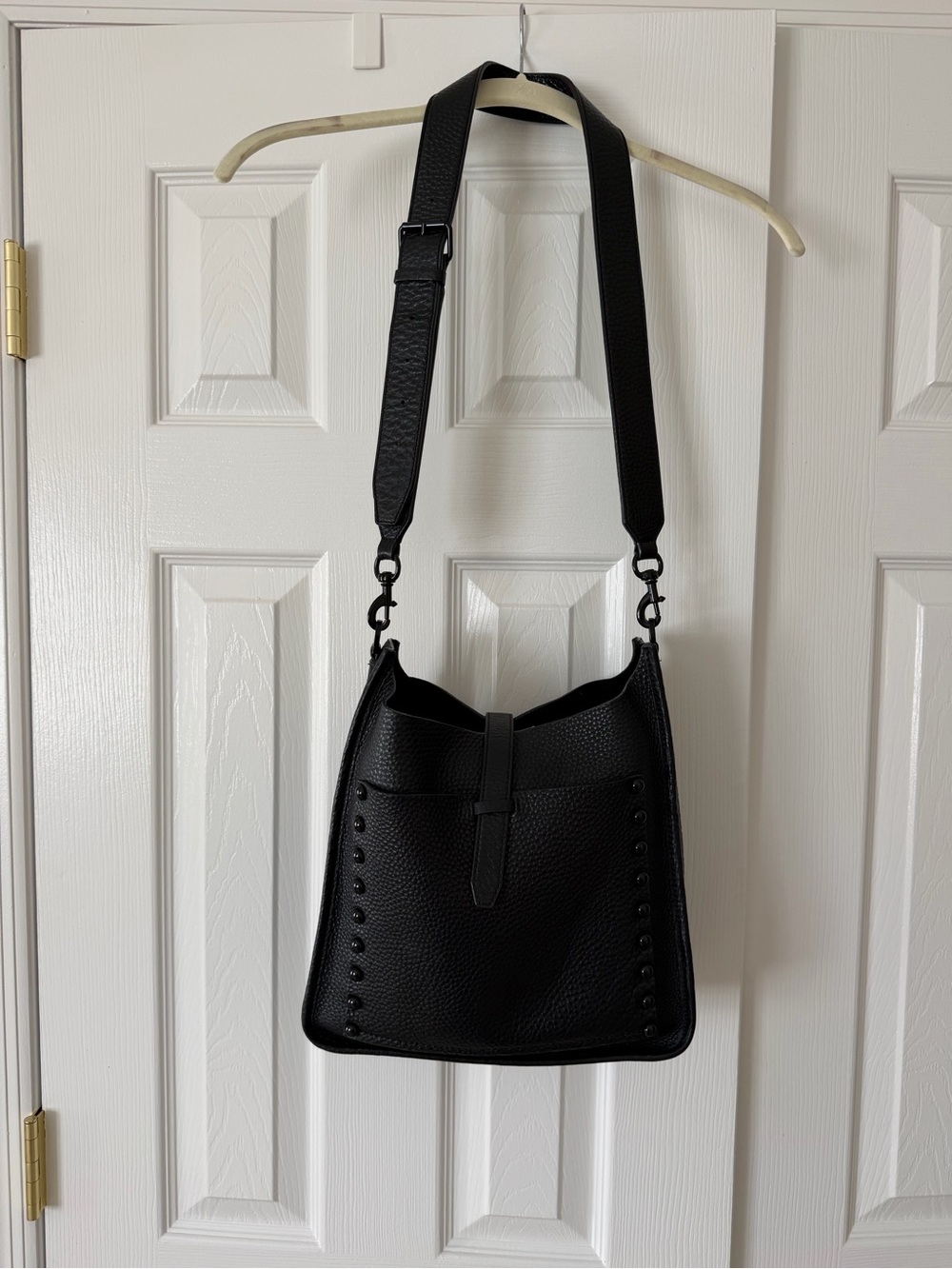 Rebecca Minkoff Black Pebbled Leather Crossbody Bucket Bag